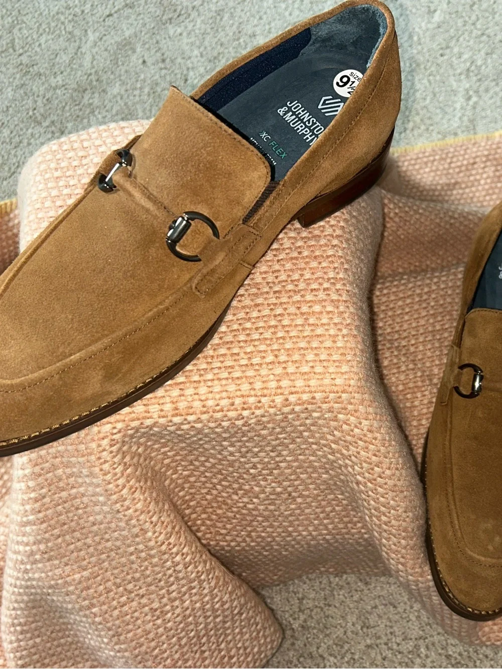 Johnston & Murphy Men's Landry Bit Round Toe Dress Shoes Sz 9.5 in Snuff Suede